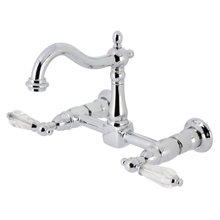 Kingston Brass Two-Handle Wall Mount Bridge Kitchen Faucet, Polished Chrome KS1261WLL