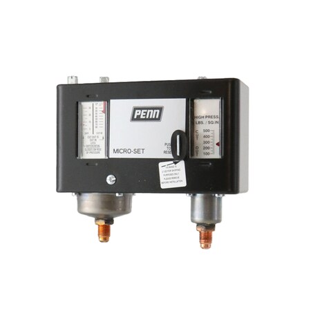 Johnson Controls Pressure Switch, SPST, 1/4" MNPT, 12 in. Hg to 80 psi; 100 to 500 psi Range, Steel P170MA-18