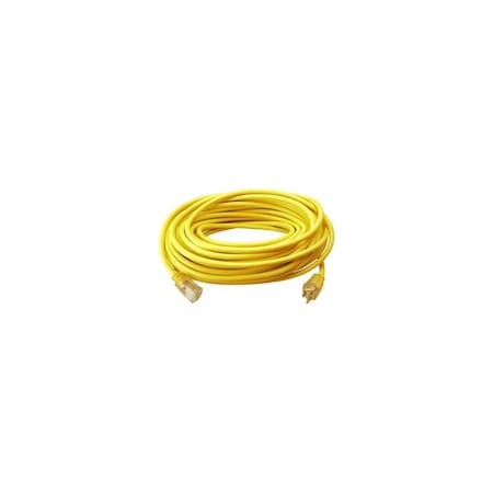 Master Electrician Extension Cord, 12/3 SJTW-A, Yellow Round Vinyl, Lighted End, 100-Ft. 02589ME