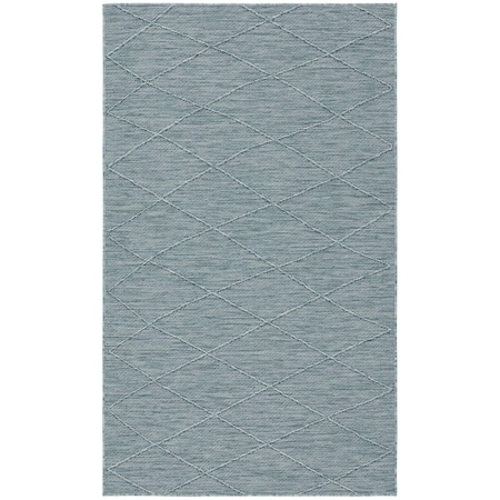 Homeroots 3' X 5' Aqua And Ivory Geometric Indoor Outdoor Area Rug 552716