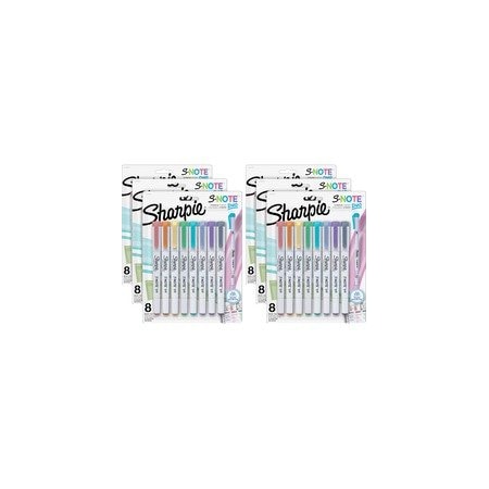 Sharpie S-Note Duo Dual-Tip Markers, Chisel, Bullet Marker Point, Assorted Ink, 6PK 2154173
