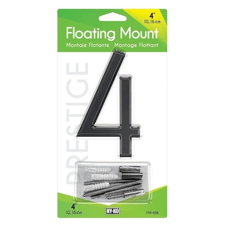 Hy-Ko FM4BK4 House Number, Character 4, 4 in H Character, Black Character FM-4BK/4