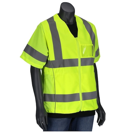 Pip ANSI Type R Class 3 Women's Contoured Vest with Solid Front/Mesh Back and Adjustable Waist 303-0313-LY/L
