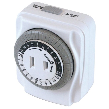 Powerzone Electromechanical Timer, 15 A, 125 V, 1875 W, 1-Outlet, 24 hrs Time Setting, 24 hr Cycle TNI24111