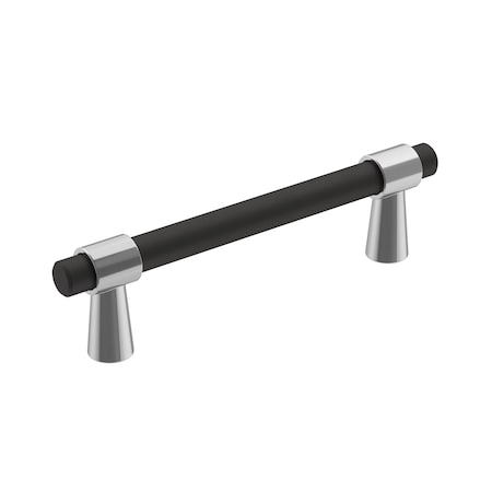 Amerock Mergence 3-3/4 in 96 mm Center-to-Center Polished Chrome/Matte Black Cabinet Pull BP36858FB26