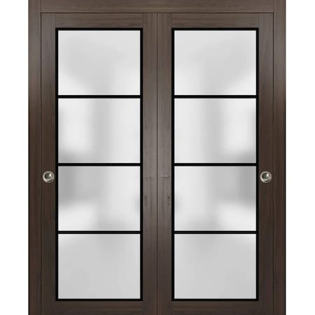 Sartodoors Sliding Closet Bypass Doors with Hardware Planum 2132 64x80 (2* 32x80) Solid Core Modern Interior PLANUM2132DBD-CA-64 x 80 (2* 32x80)