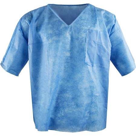 Ironwear Disposable V-Neck Scrub Top Blue/X-Large 5300-B-XL