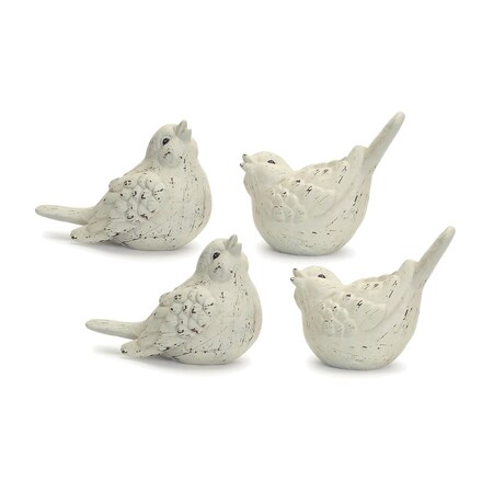 Homeroots Set of Four Ivory Ceramic Bird Figurines, 4PK 518046
