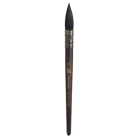Princeton Neptune Quill Brush, Synthetic Bristles, Short Handle Watercolor Paintbrush, Dark Wood, Size 6 P4750Q6