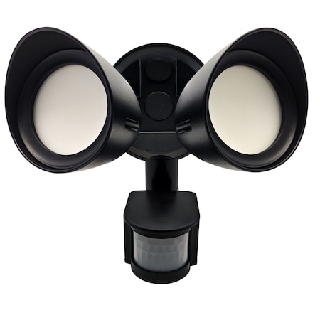 Bulbrite Motion Sensor / Dusk-To-Dawn Wired Outdoor 2-Head LED Security Flood Light, Black 773703