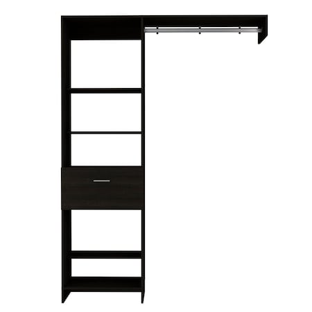 Homeroots 59" Black Manufactured Wood Closet System 535186