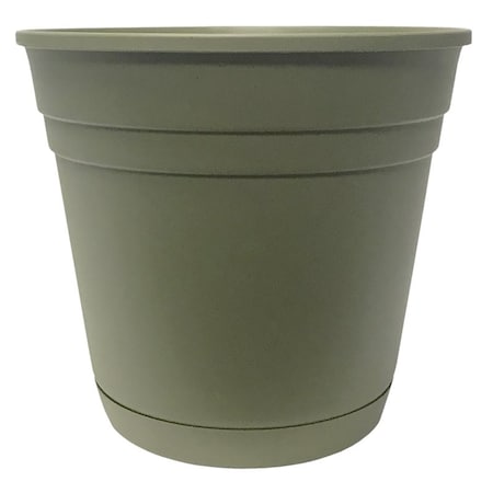 Southern Patio Planter with Saucer, 6 in Dia, Round, Poly Resin, Olive Green, Matte RN0612OG