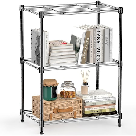 Factory 2U Wire Shelving Unit, 12inD x 18inW x 26inH, 3 Shelves, Light Duty 133 lbs Per Shelf, Grey 803961