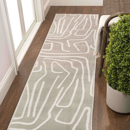 Jonathan Y Alcina Modern Scandinavian Graphic Lines High-Low Beige/Cream 2 ft. x 8 ft. Runner Rug SND102A-28
