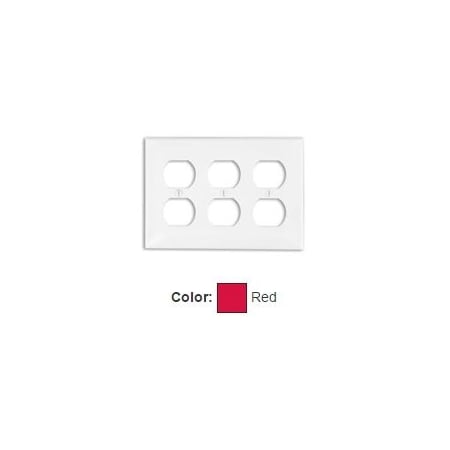 Leviton Receptacle Wallplate, Standard Size, Gang 3, Red 80730-R