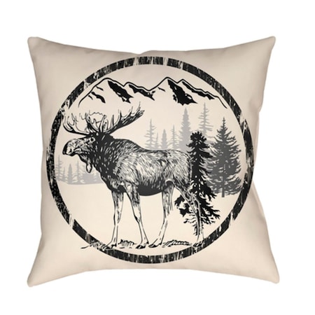 Artistic Weavers Lodge Cabin Moose Poly Filled Pillow - Black & Beige - 26 x 26 in. LGCB2026-2626