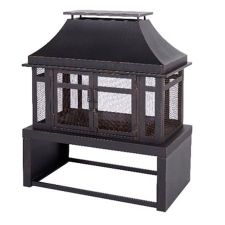 Living Accents Modern Wood Steel Outdoor Fireplace 21.65 in. W X 39.37 in. D FP-62063