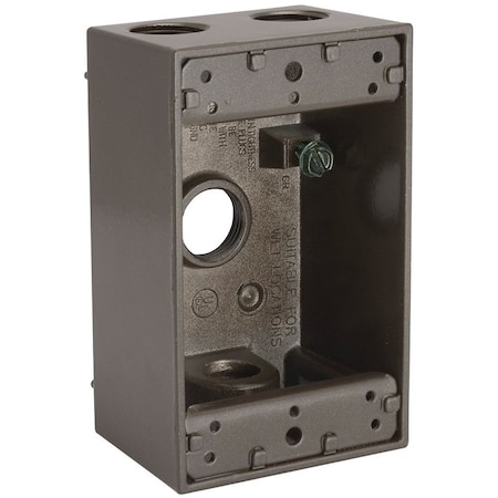 Hubbell Weatherproof Box, 4-Outlet, 1-Gang, Aluminum, Bronze, Powder-Coated 5321-2