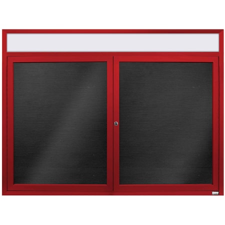 Aarco Enclosed Letter Board Directory w/ Powder Coated Red Aluminum Frame and Header, 36''Hx48''W, 2 Doors ADC3648HR