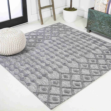 Jonathan Y Peralta Moroccan Diamond Dark Gray 5 ft Square Indoor/Outdoor Area Rug IBZ103A-5SQ