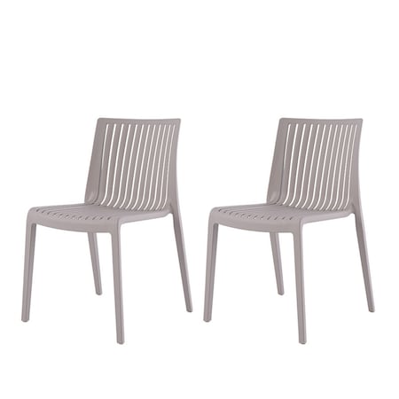 Homeroots Set of Two Taupe Heavy Duty Plastic Outdoor Stacking Accent Chairs, 2PK 565228
