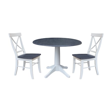 Whitewood Industries Extension Dining Tables, 45 in L, 38 in H, Parawood, 3 Piece Set K05-42DPT-27-C613-2
