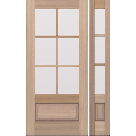 Doornmore G7506, 51.5" x 82" ( 36" Door + 12" Side) Right Hand, Mahogany SDL 6 Lite, 3/4 Lite Exterior Door G7506-SW-3680-G7503-SL_1-1_RI