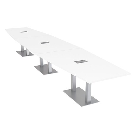Skutchi Designs Hexagon Conference Table With Power Unit, 48 in W, 192 in L, White HAR-HEX.IR-48X192-DOU-W960-ESIL