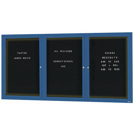 Aarco Illuminated Outdoor Enclosed Directory w/ Al Frame, Powder Coated Blue, 48''Hx96''W OADC4896-3IB