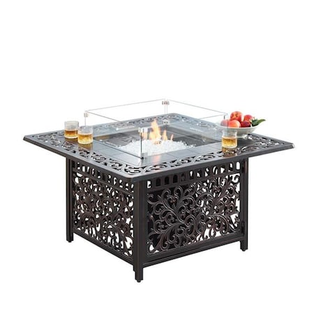 Convenience Concepts 42 in. Aluminum Outdoor Square Propane Fire Table, Antique Copper HI3122786