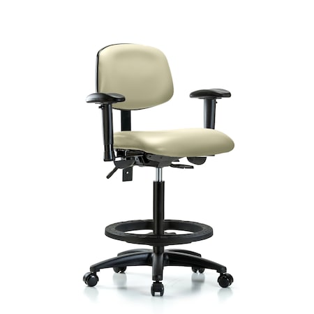 Blue Ridge Ergonomics Chair, Fabric, Med Bench, CF Glides, Blk, 6-Way Adjustable, 26" to 35" Height, Adobe White BR-VHBCH-RG-T0-A1-BF-RC-8501