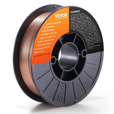 Vevor Solid MIG Welding Wire ER70S-6 0.03-inch 11LBS Mild Steel MIG Welding Wire ER70S-6 (AWS)