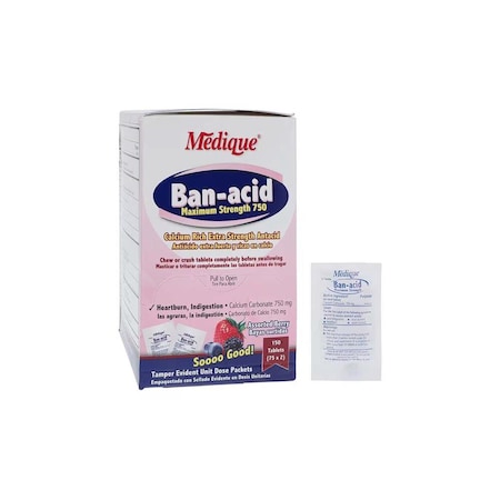 Medique Ban-acid Antacid Tablets, 750mg, Berry, 150PK 47682028536
