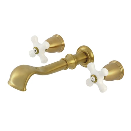 Kingston Brass Two-Handle Wall Mount Tub Faucet, Brushed Brass KS5027PX