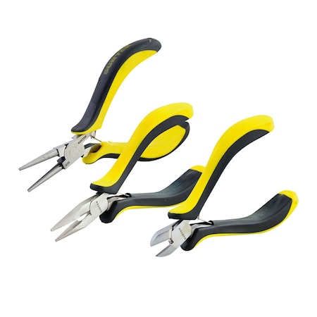 Surtek Bimaterial Handle Mini Plier Set For Electronics, 3 Piece 95P3