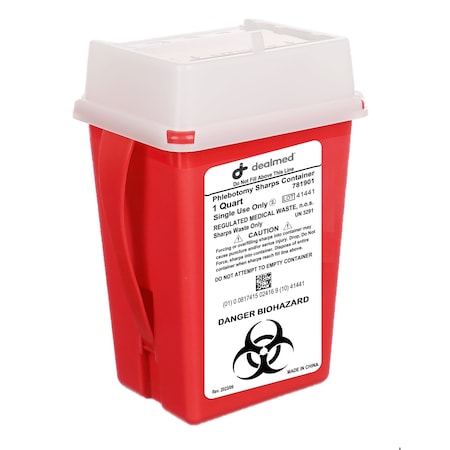 Dealmed Sharps Container 1 Quart Flip Lid Red 781901