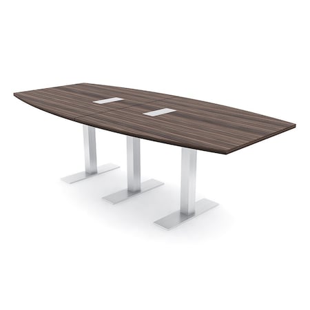 Skutchi Designs 8 Person Conference Table With Power Unit | 8' Boat Table | Harmony Series HAR-BOT-48X96-T-H3041-ESIL