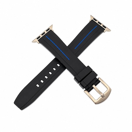 Elegani Band Compatible with Apple Watch 40mm, Black/Blue, Silver, Black, Yellow Gold, Rose Gold Buckle TPSIVRB-BLKBLU-40