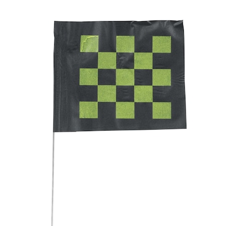 Zoro Select Marking Flag, Vinyl, 18" Wire Staff, Checkered, 18" L., 100 PK 4518BKY28544-200