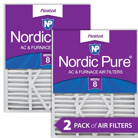 Nordic Pure 20x25x5 Pleated Air Filter, High Capacity, Electrostatically Charged Synthetic Media, MERV 8, 2 PK 20x25x5_1/4GCAM8-2