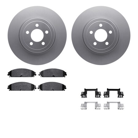 Dynamic Friction Co DFC GEOSPEC Coated Rotors with 5000 Brake Pads - Ceramic and Hardware 4512-39044