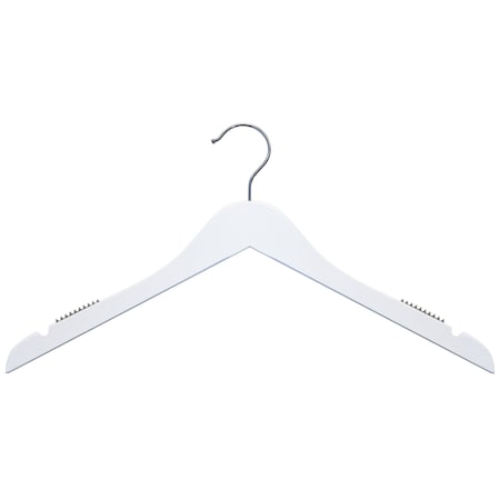 Nahanco 17in High Gloss White Wooden Shirt Hanger, 100PK 20517
