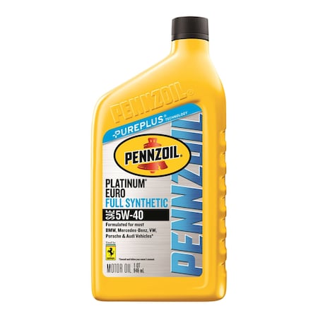 Pennzoil Engine Oil, 5W-40, Synthetic, Euro, 1 Qt. 550051120
