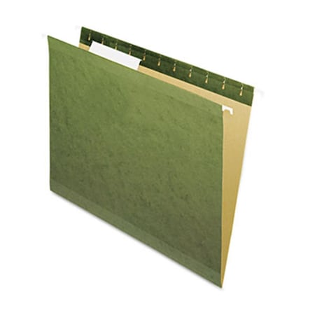 Pendaflex Reinforced Hanging File Folders- Untabbed- Kraft- Letter- Standard Green- 25/Box, 25PK 4152