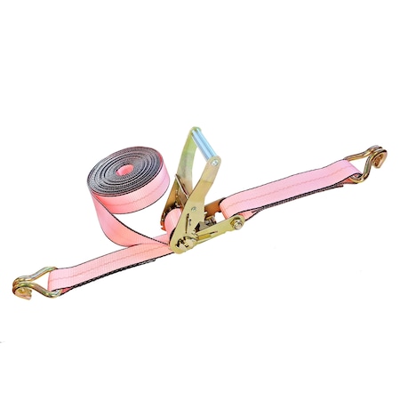 Tie 4 Safe 2'' x 40' Ratchet Tie Downs w/ Wire J Hook WLL: 3,333 lbs. Pink RT04C-540-W5-PK-C-1