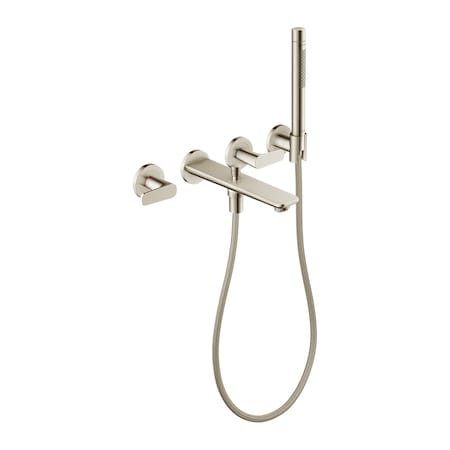 Axor Citterio C 3-Hole Wall-Mounted Tub Filler with 1.75 GPM Handshower and Holder in Polished Nickel 49480831