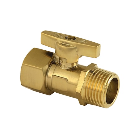 Kingston Brass 1/2" FIP x 1/2" MIP Quarter-Turn Quarter-Turn Straight Shut-Off Valve, Brushed Brass KB400V7