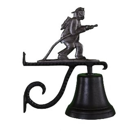 Swivel Cast Bell With Swedish Iron Fireman Weathervane Ornament SW915831