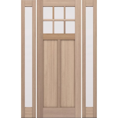 Doornmore CRF-P2G6, 65.25" x 98" ( 36" Door + 2x12" Side) Right Hand, Mahogany SDL 6 Lite Exterior Door CRF-P2G6-SW-3696-G101-SL_1-2_RI
