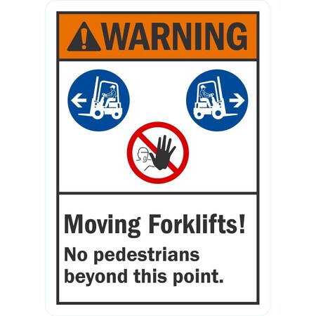 Lyle Moving Forklifts! No Pedestrians Beyond This Point (with Gra, 10x14, Non-Reflective, White G-1278-ND_10x14